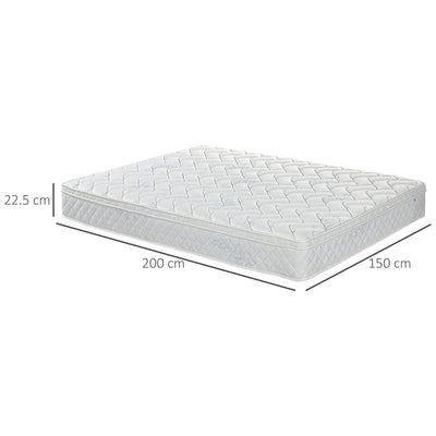 HOMCOM King Mattress, Pocket Sprung Mattress in a Box with Breathable Foam and Individually Wrapped Spring, 200cmx150cmx22.5cm, White