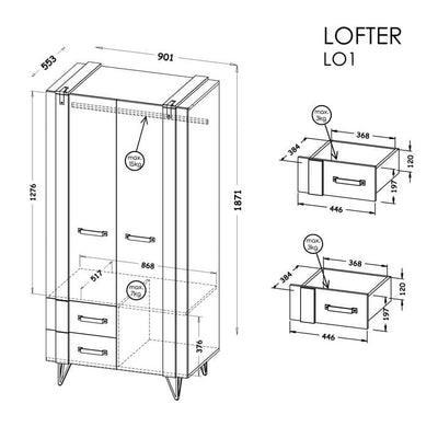 Lofter LO1 Wardrobe 90cm