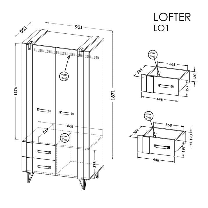 Lofter LO1 Wardrobe 90cm