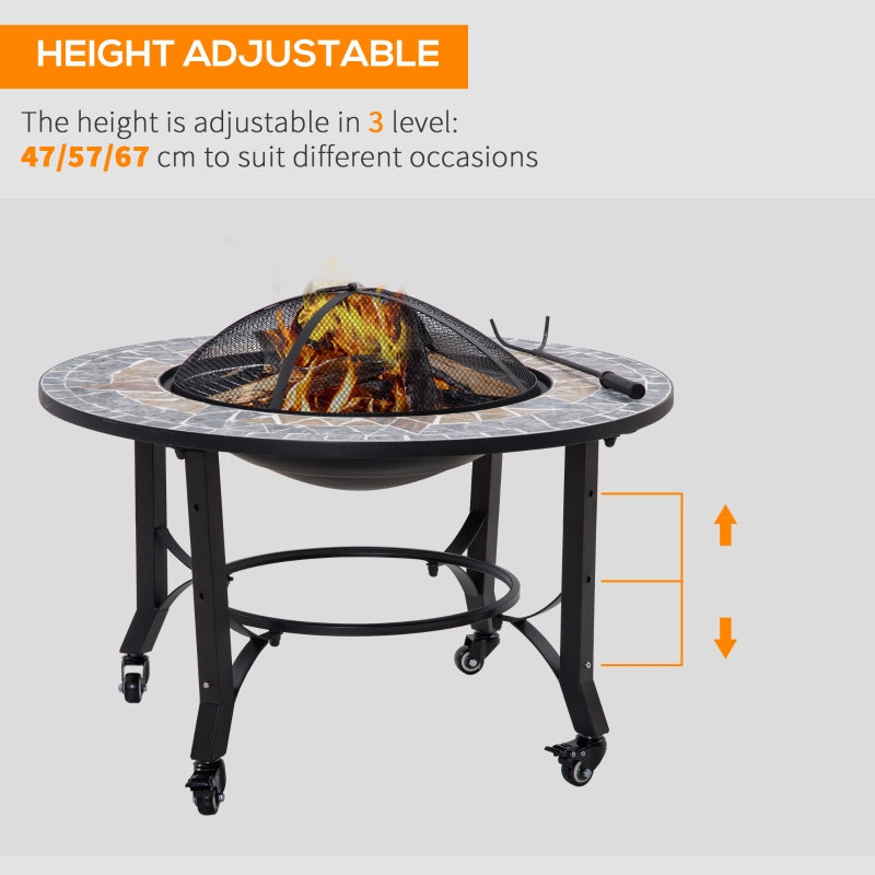 3-in-1 Outdoor Fire Pit On Wheels