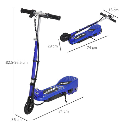 HOMCOM Kids Folding Electric Bike Children E Scooter Ride on Toy 2x12V Recharge Battery 120W Adjustable Height PU Wheels Suitable for 7 - 14 yrs Blue