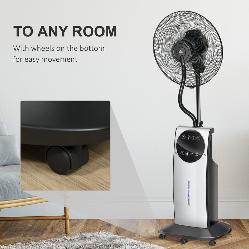 HOMCOM Pedestal Fan with Water Mist Spray, Humidifying Misting Fan, Standing Fan w/3 Speeds, 3.1L Water Tank Electric Mosquito Killer Jack, Black