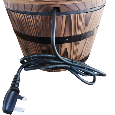 Wood Barrel Patio Water Fountain Garden Decorative Ornament Feature