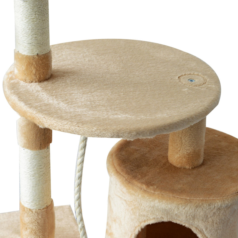 PawHut Cat Tree House, 114H cm-Beige