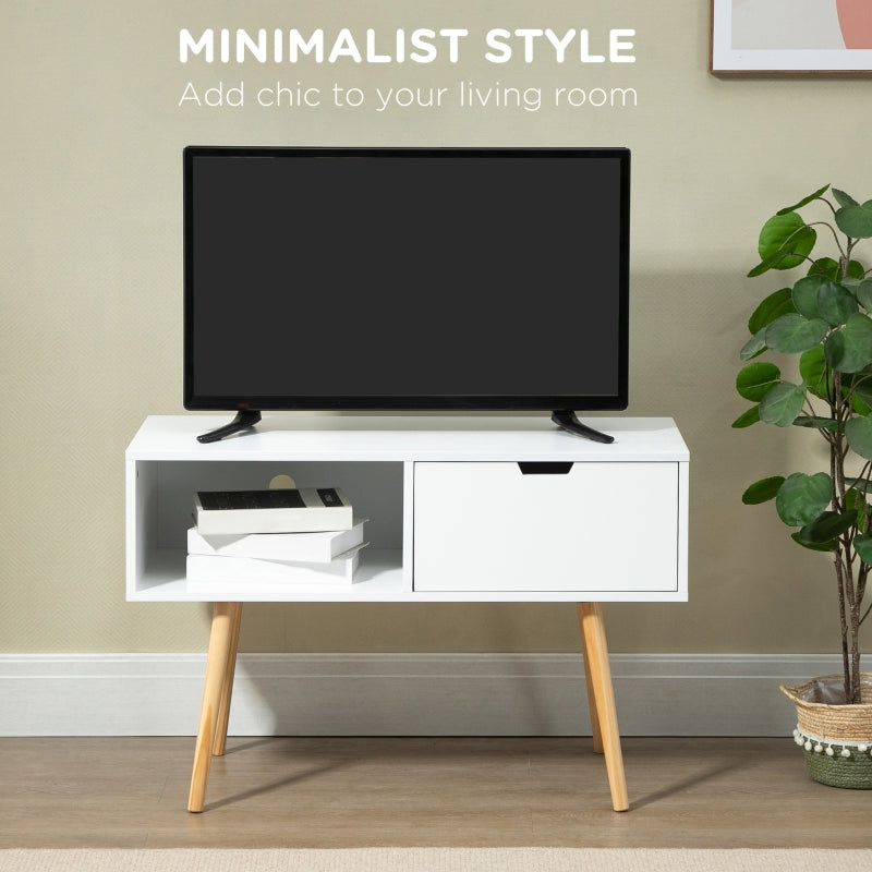 Boxy TV Stand, With Storage - White