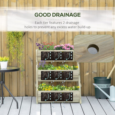 3 Tier Raised Garden Bed Wooden Elevated Planter Grow Box