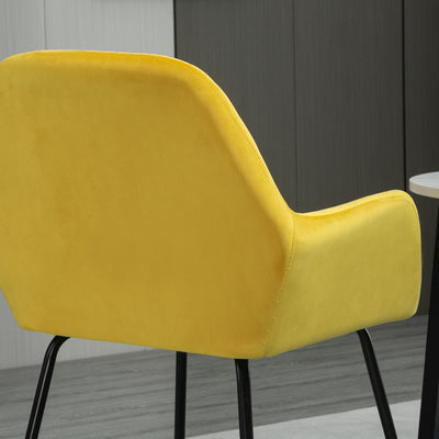 HOMCOM Modern Accent Chair Velvet-Touch Fabric Upholstered Lounge Armchair with Metal Base, Yellow