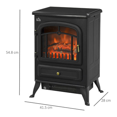 HOMCOM Electric Fire Place 1850W Heater-Black