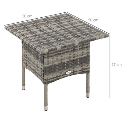 Rattan Side Table- Mixed Grey