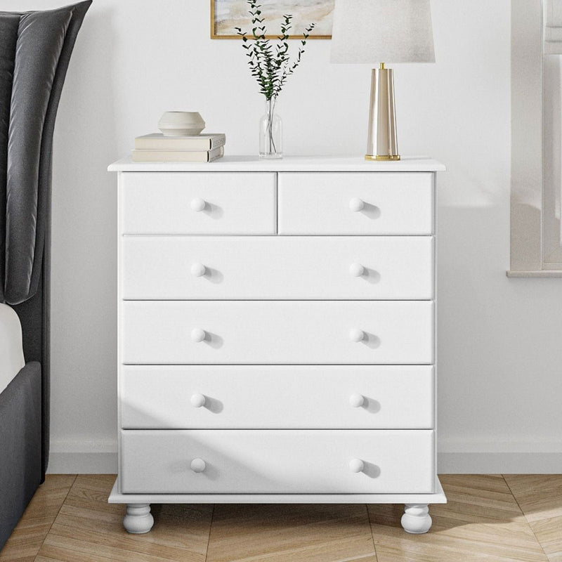 Tall 6 Drawer Chest in White - Hamilton