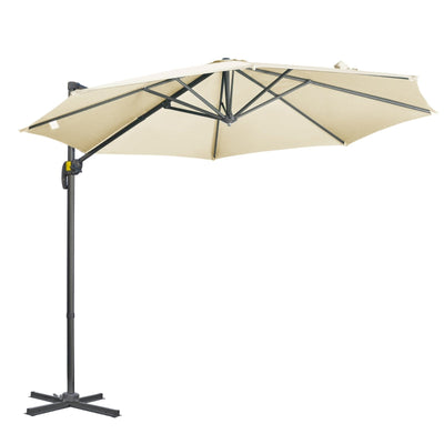 Cantilever Parasol With Cross Base- Cream White