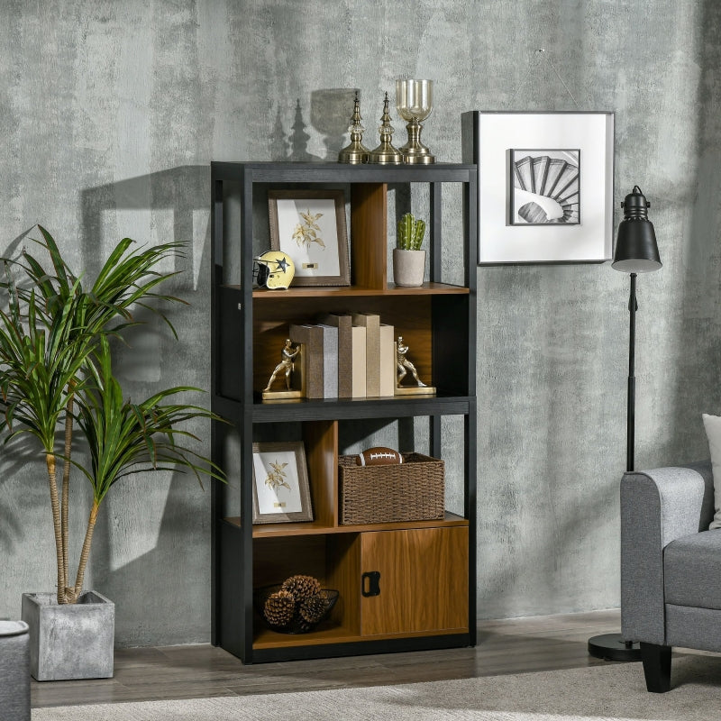 Modern 4-Tier Bookshelf, Walnut Brown