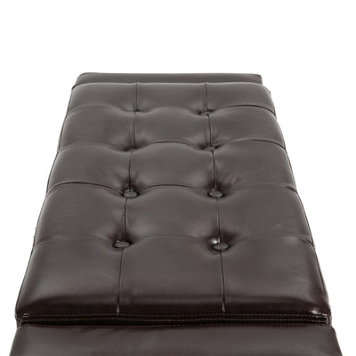 PU Leather Storage Ottoman Bench , Brown