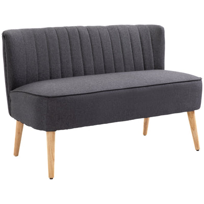 Modern Double Seat Sofa Loveseat Couch , Charcoal Grey