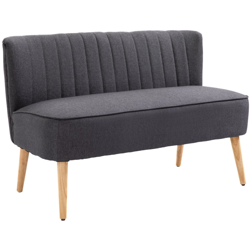 Modern Double Seat Sofa Loveseat Couch , Charcoal Grey