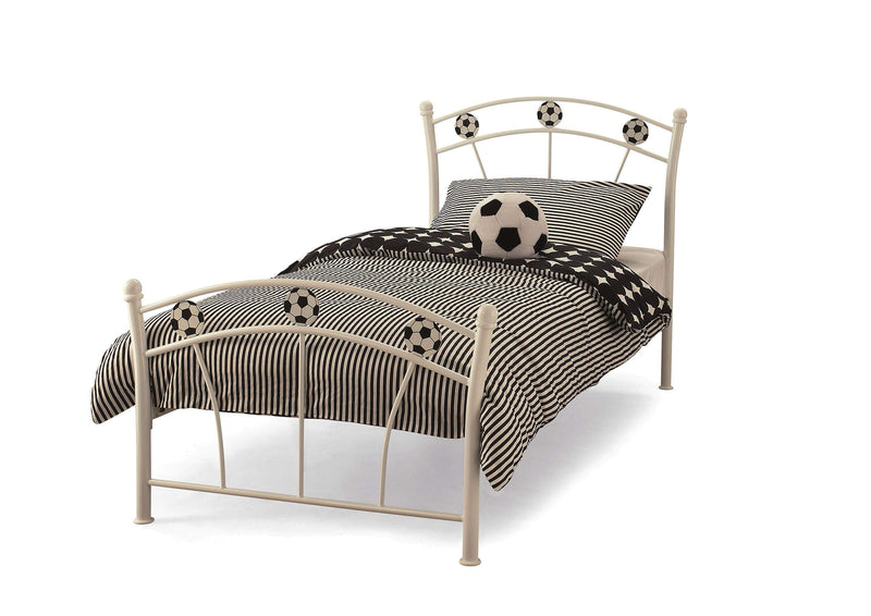 Soccer  Metal Bed - White