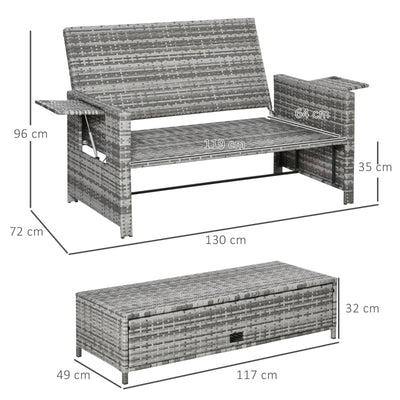 Outdoor Garden Rattan Furniture Set 2 Seater Patio Lounger Daybed Sunbed