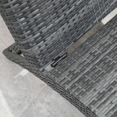 Garden Patio Rattan Wicker Folding Lounger- Grey