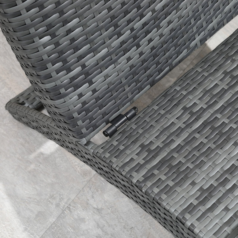 Garden Patio Rattan Wicker Folding Lounger- Grey