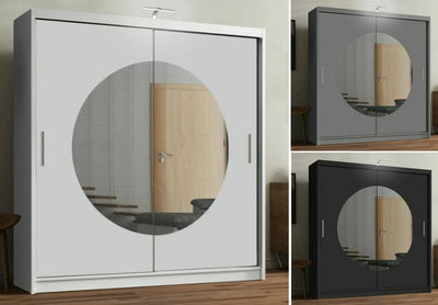 Moon Sliding Door Wardrobe - White, Grey, Black