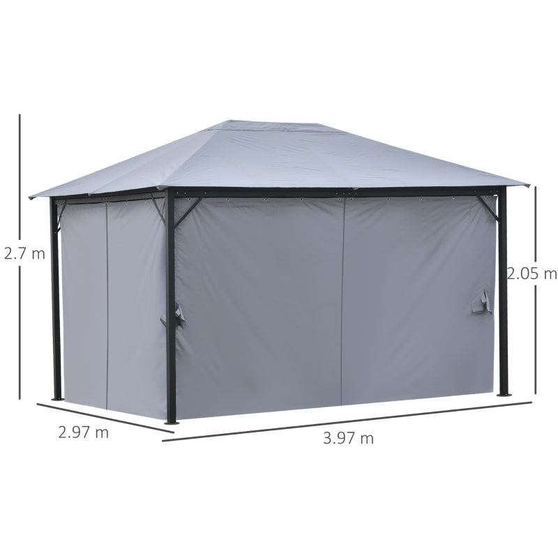 Garden Gazebo, Outdoor Pavilion Canopy Aluminum Party Tent - Grey