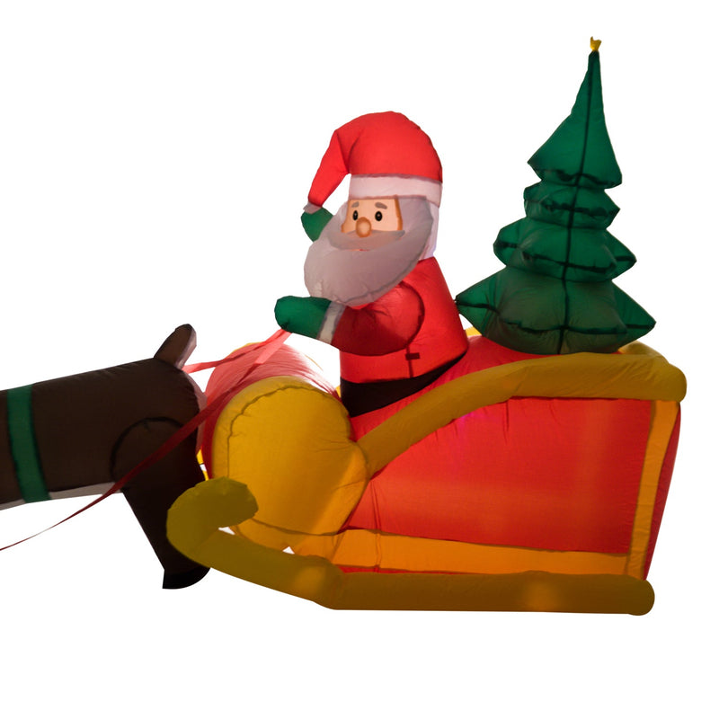 HOMCOM Inflatable Self-inflating Santa Sleigh Reindeer Christmas