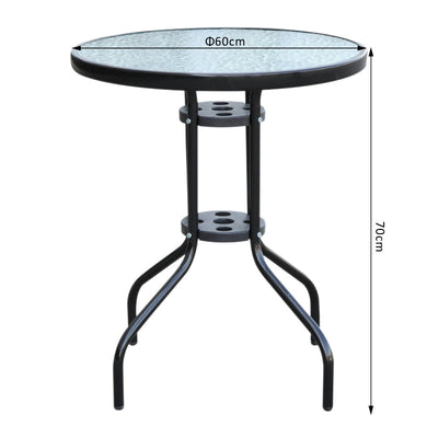 Bistro Table Outdoor Tempered Glass Top Garden Round Dining