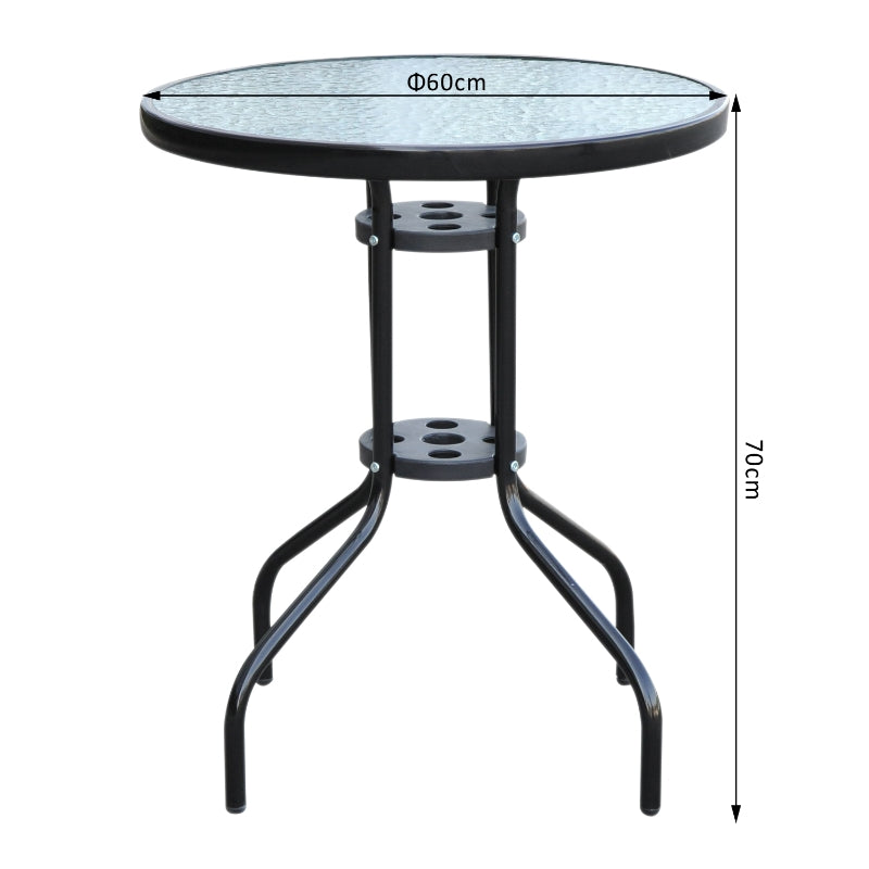 Bistro Table Outdoor Tempered Glass Top Garden Round Dining