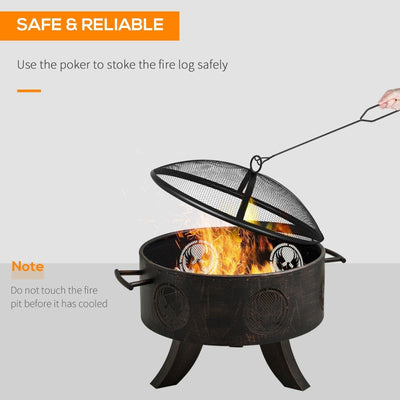 61cm Outdoor Fire Pit Patio Heater Charcoal , Bronze Tone