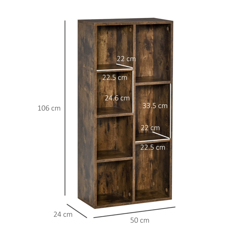 Seven-Compartment Bookcase - Wood-Effect