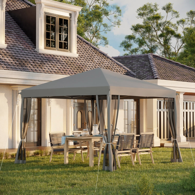 Garden Tent With Removable Mesh Sidewall Netting- Light Grey