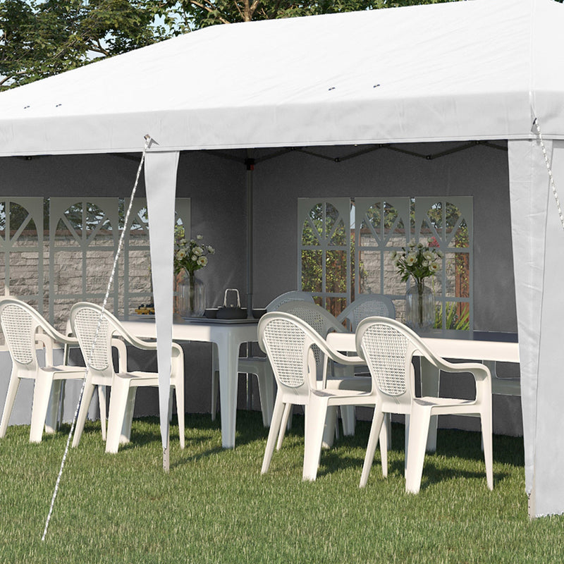 Outsunny 3 x 6m Pop Up Gazebo, Height Adjustable Marquee Party Tent with Sidewalls and Storage Bag, White