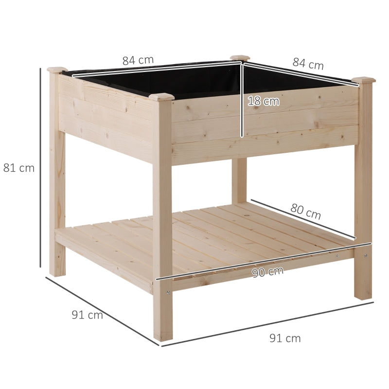 Elevated Fir Wood Plant Box -Natural Colour