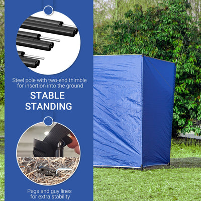 Outsunny 5 Pole Camping Windbreaks, Beach Wind Shield Shelter with Carry Bag and Steel Poles, Outdoor Caravan Privacy Shield, 540cm x 150cm