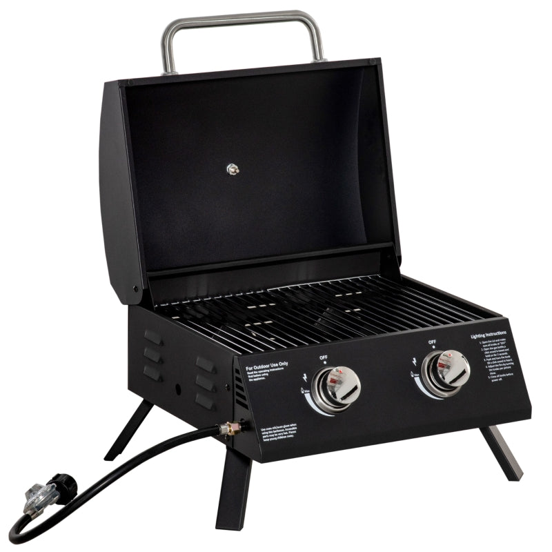 2 Burner Gas BBQ Grill  Black