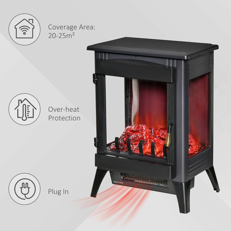 Free Standing Electric Fireplace Stove, Black