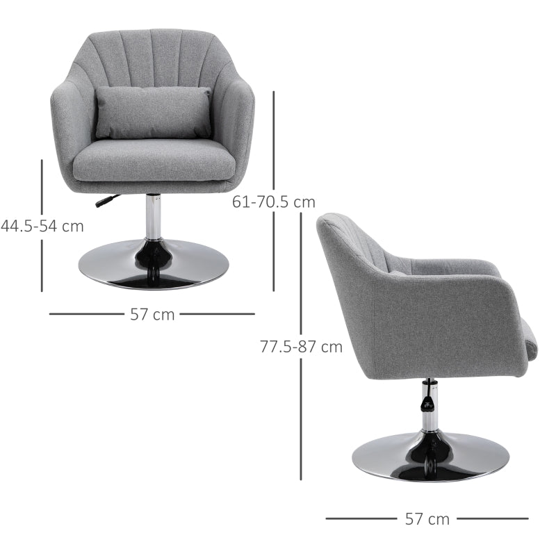 Swivel Base Accent Chair, With Pillow - Light Grey