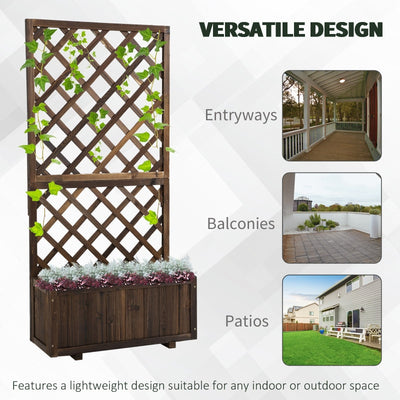 Flower Planter Stand Trellis Shelf Garden Wood Steel Pergola Carbonised