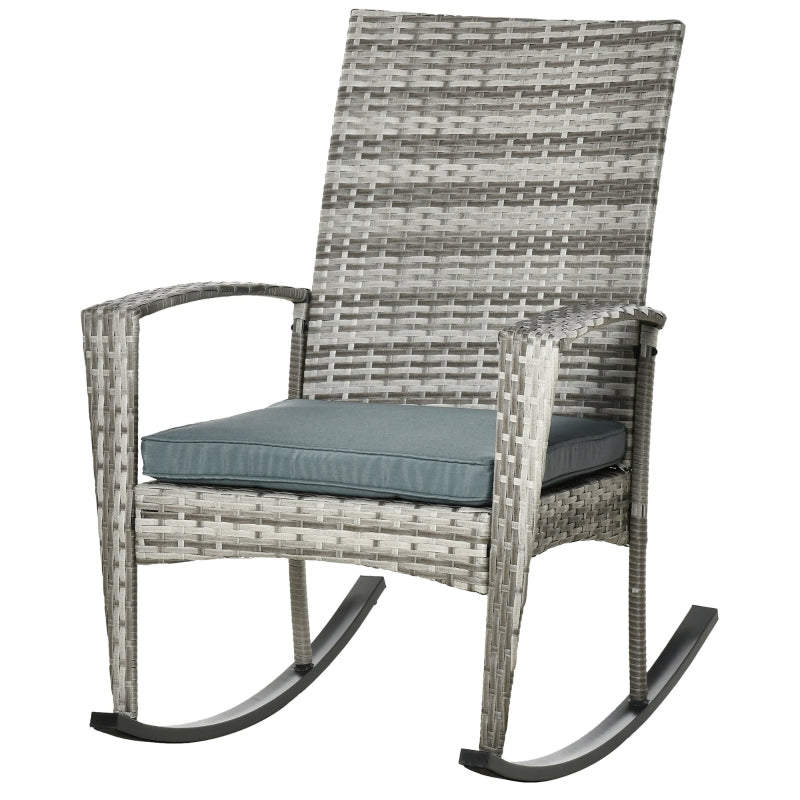 Rattan Rocking Chair- Light Grey