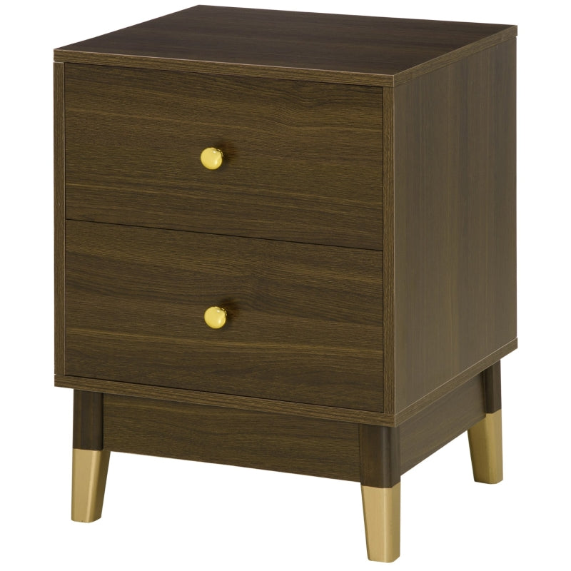 Two-Drawer Bedside Table, With Gold-Tone Accents