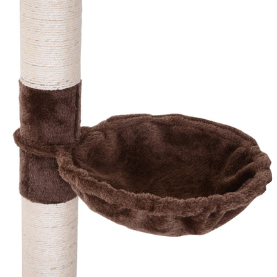 Árbol para gatos PawHut de piso a techo para gatos de interior, torre para gatos de 5 niveles, centro de actividades para escalar, poste rascador, altura ajustable de 230 a 260 cm, color marrón