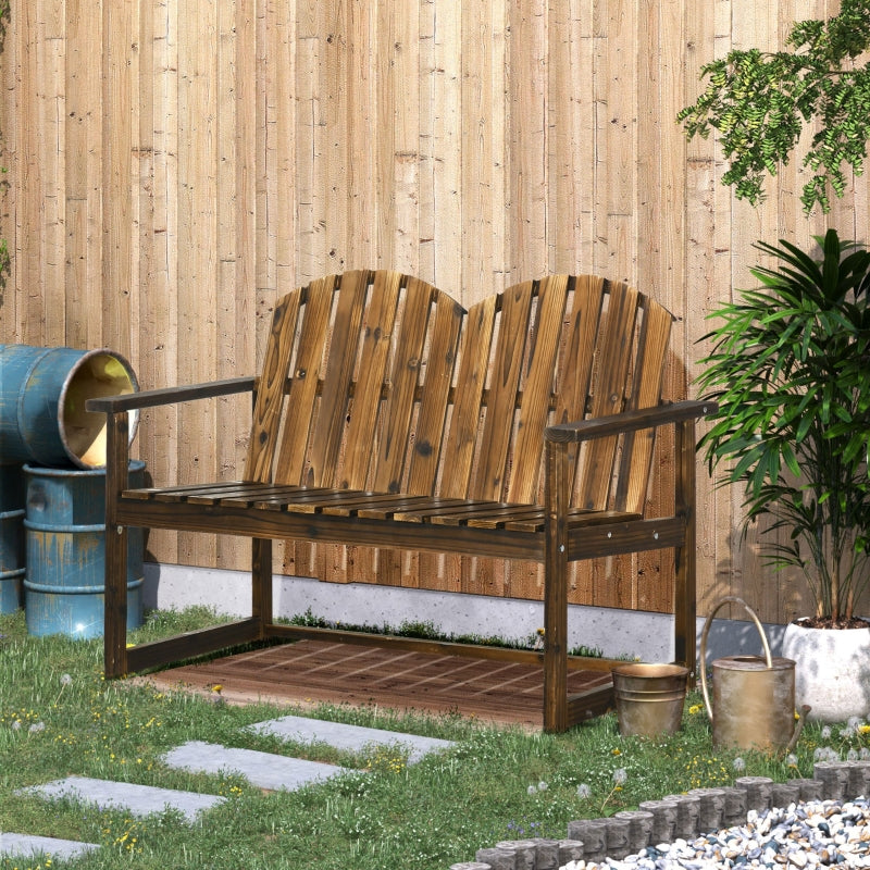 Outdoor Wooden Garden Bench- Carbonised Finish