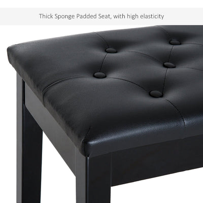 PU Leather Upholstered Piano Stool Makeup Bench, Black