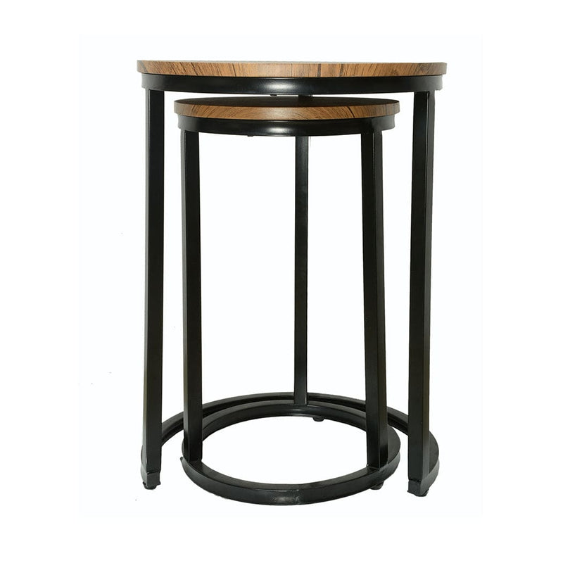 Java Nest Tables Black Frame-Distressed Tops