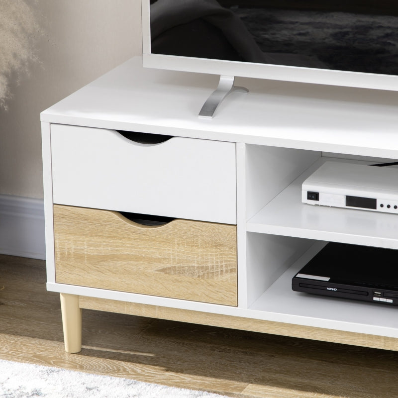 Modern TV Stand, With Storage - White/Wood-Effect