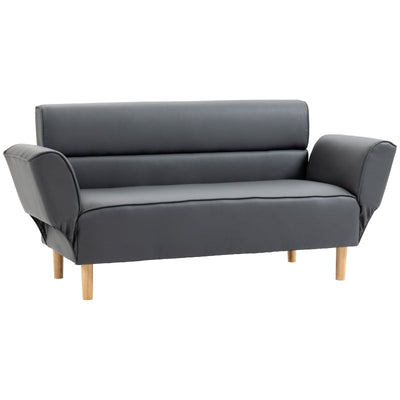 Faux Leather Racing Look Two-Seater Sofa - Grey