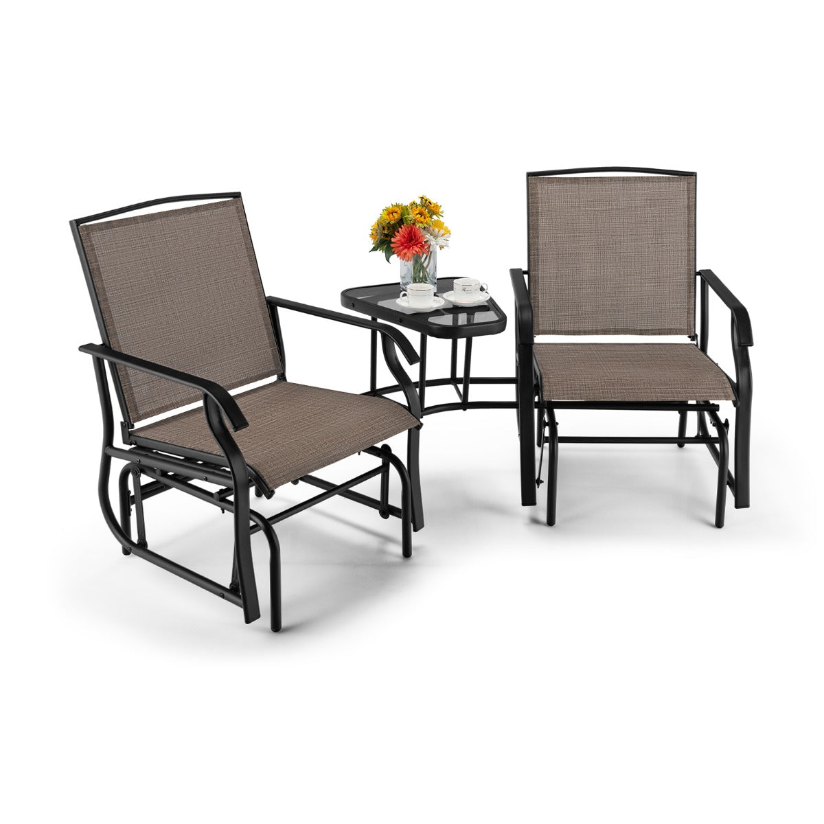 Wicker glider deals chair set