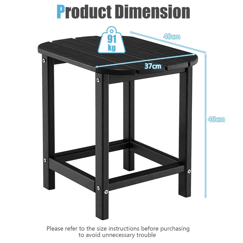 Mesa auxiliar Adirondack de HDPE resistente a la intemperie, color negro