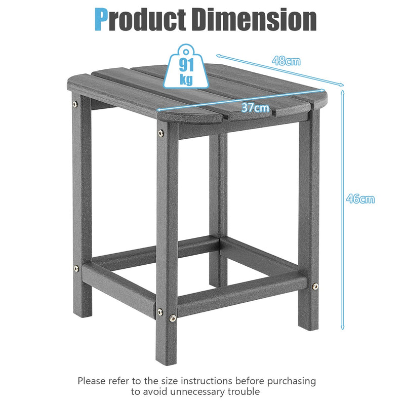 Mesa auxiliar Adirondack de HDPE resistente a la intemperie, color gris