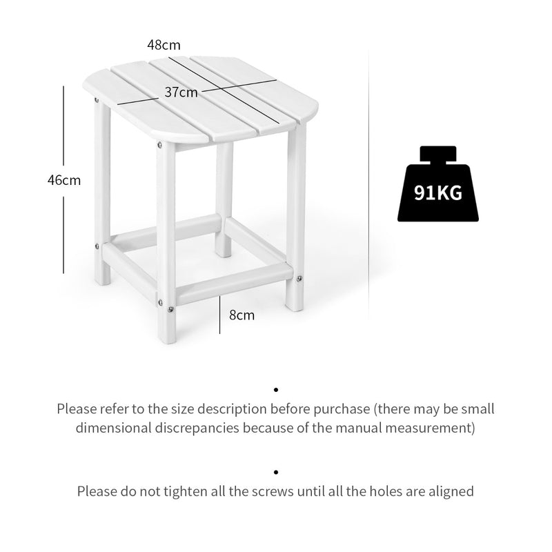 Mesa auxiliar Adirondack de HDPE resistente a la intemperie, color blanco